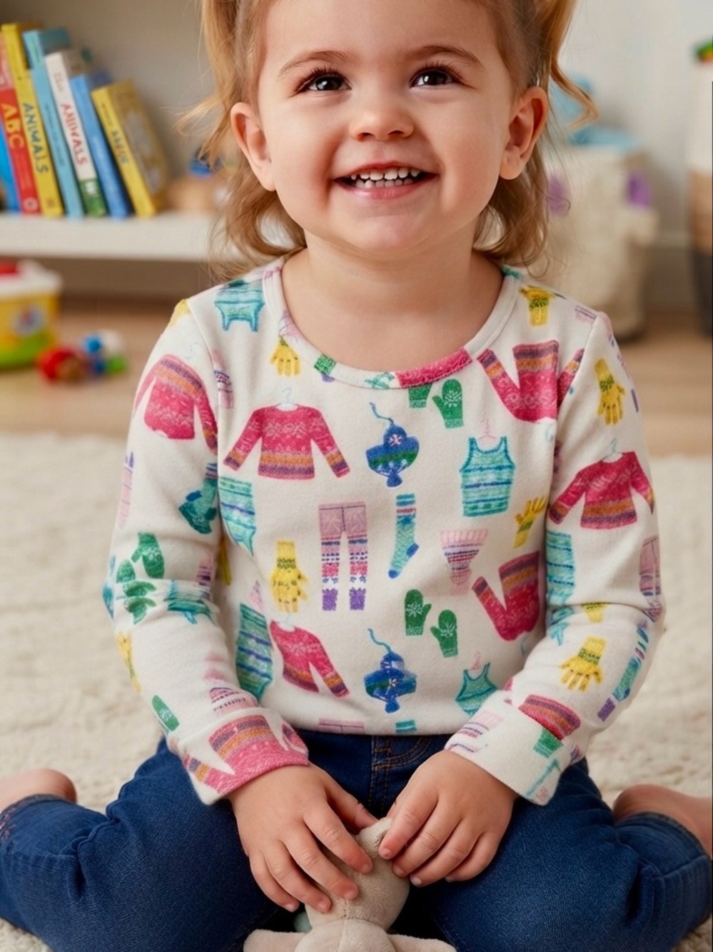 CARTERS LONG SLEEVE COLORFUL GRAPHIC "T” SHIRT